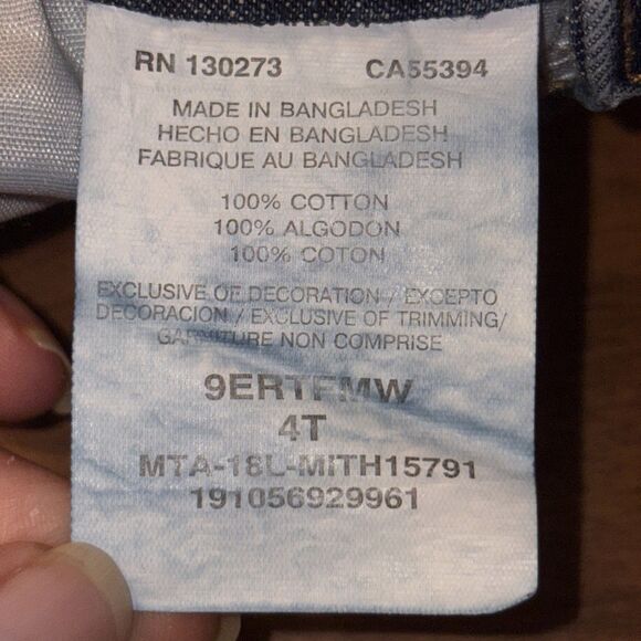 Wrangler Kids Size 4T Distressed Jeans Straight Leg Denim Blue Boys Girls - Picture 2 of 6